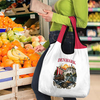 Denmark Kongeriget Heritage Grocery Bag Vintage Viking Ship And Nyhavn Scenic Illustration