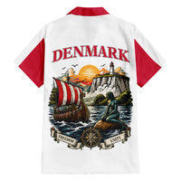Denmark Kongeriget Heritage Hawaiian Shirt Vintage Viking Ship And Nyhavn Scenic Illustration