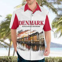 Denmark Kongeriget Heritage Hawaiian Shirt Vintage Viking Ship And Nyhavn Scenic Illustration