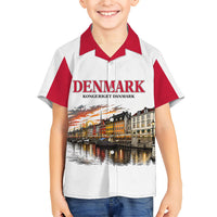 Denmark Kongeriget Heritage Hawaiian Shirt Vintage Viking Ship And Nyhavn Scenic Illustration