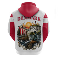 Denmark Kongeriget Heritage Hoodie Vintage Viking Ship And Nyhavn Scenic Illustration