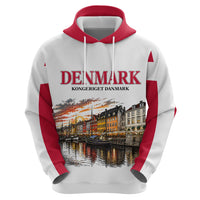 Denmark Kongeriget Heritage Hoodie Vintage Viking Ship And Nyhavn Scenic Illustration