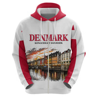 Denmark Kongeriget Heritage Hoodie Vintage Viking Ship And Nyhavn Scenic Illustration