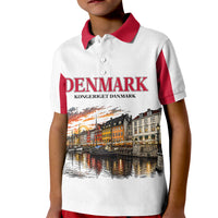 Denmark Kongeriget Heritage Kid Polo Shirt Vintage Viking Ship And Nyhavn Scenic Illustration