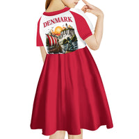 Denmark Kongeriget Heritage Kid Short Sleeve Dress Vintage Viking Ship And Nyhavn Scenic Illustration