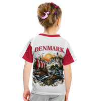 Denmark Kongeriget Heritage Kid T Shirt Vintage Viking Ship And Nyhavn Scenic Illustration
