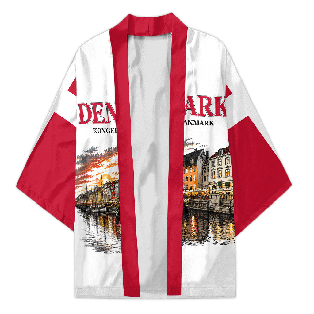 Denmark Kongeriget Heritage Kimono Vintage Viking Ship And Nyhavn Scenic Illustration