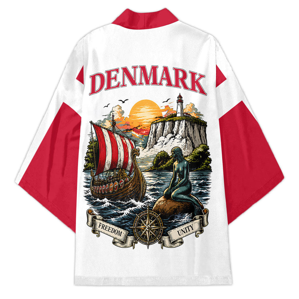 Denmark Kongeriget Heritage Kimono Vintage Viking Ship And Nyhavn Scenic Illustration