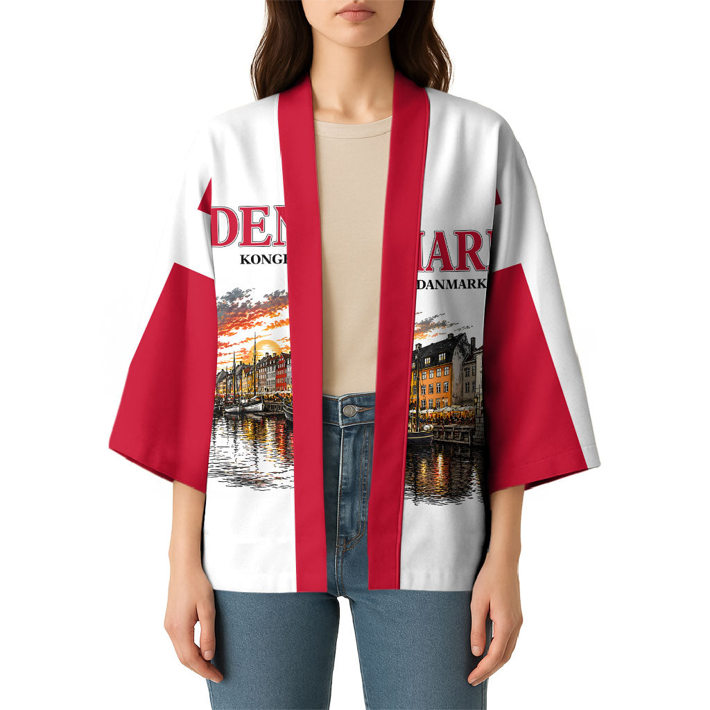 Denmark Kongeriget Heritage Kimono Vintage Viking Ship And Nyhavn Scenic Illustration