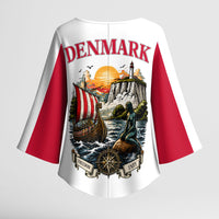 Denmark Kongeriget Heritage Kimono Sleeve Blouse Vintage Viking Ship And Nyhavn Scenic Illustration