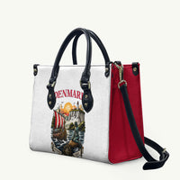 Denmark Kongeriget Heritage Leather Bag Vintage Viking Ship And Nyhavn Scenic Illustration