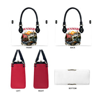 Denmark Kongeriget Heritage Leather Bag Vintage Viking Ship And Nyhavn Scenic Illustration