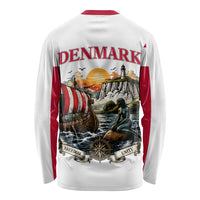 Denmark Kongeriget Heritage Long Sleeve Shirt Vintage Viking Ship And Nyhavn Scenic Illustration