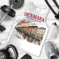 Denmark Kongeriget Heritage Men Tank Top Vintage Viking Ship And Nyhavn Scenic Illustration