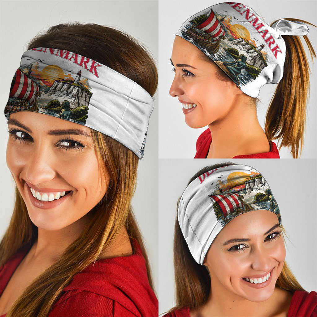 Denmark Kongeriget Heritage Neck Gaiter Vintage Viking Ship And Nyhavn Scenic Illustration