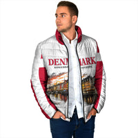 Denmark Kongeriget Heritage Padded Jacket Vintage Viking Ship And Nyhavn Scenic Illustration