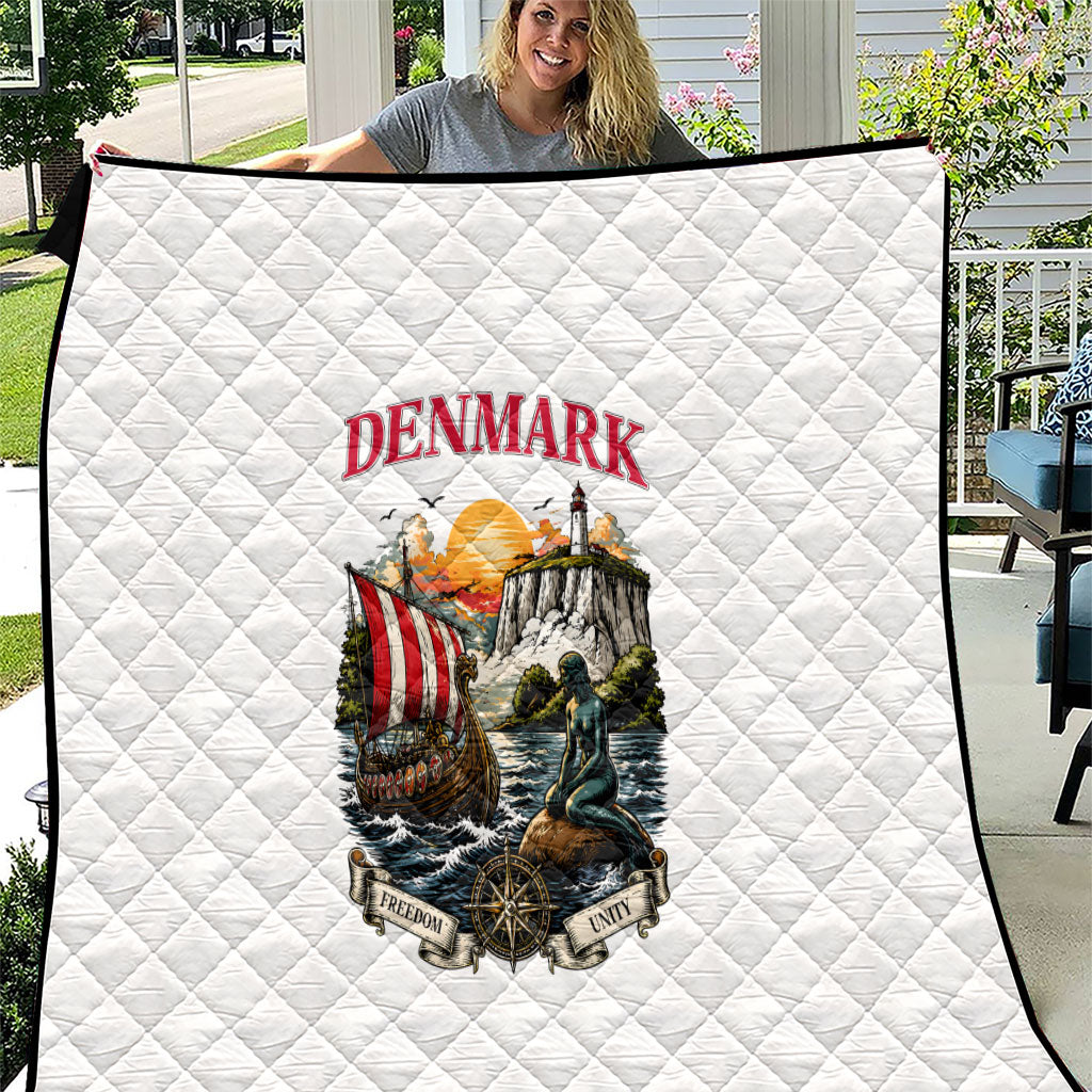 Denmark Kongeriget Heritage Quilt Vintage Viking Ship And Nyhavn Scenic Illustration