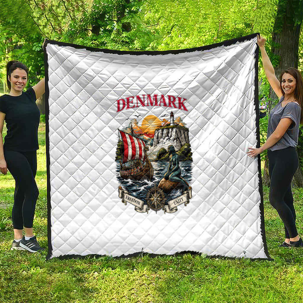 Denmark Kongeriget Heritage Quilt Vintage Viking Ship And Nyhavn Scenic Illustration