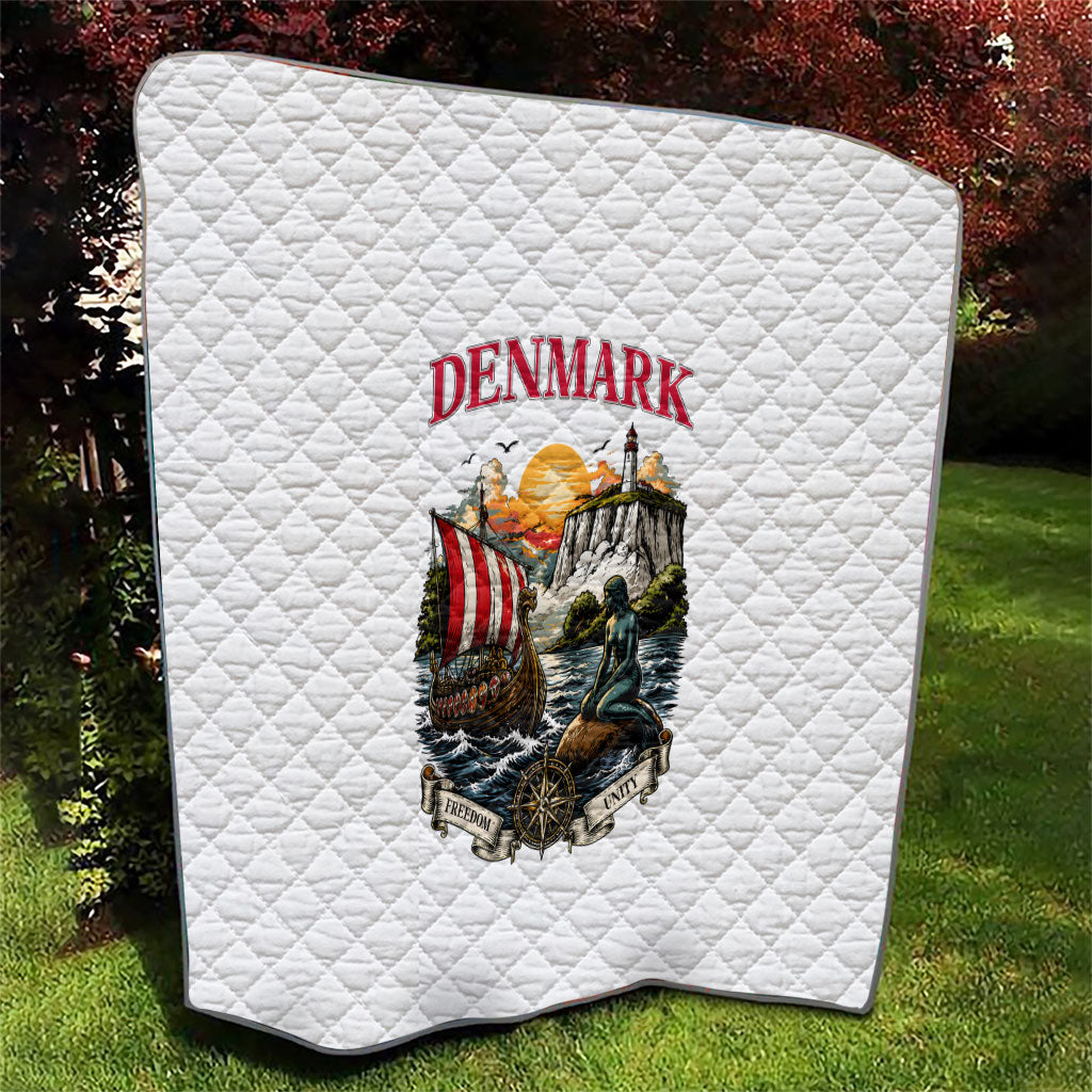 Denmark Kongeriget Heritage Quilt Vintage Viking Ship And Nyhavn Scenic Illustration
