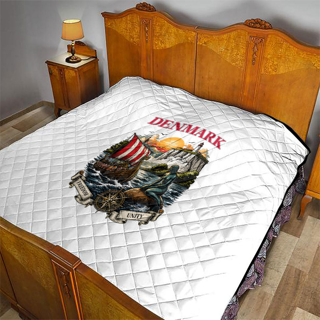 Denmark Kongeriget Heritage Quilt Vintage Viking Ship And Nyhavn Scenic Illustration