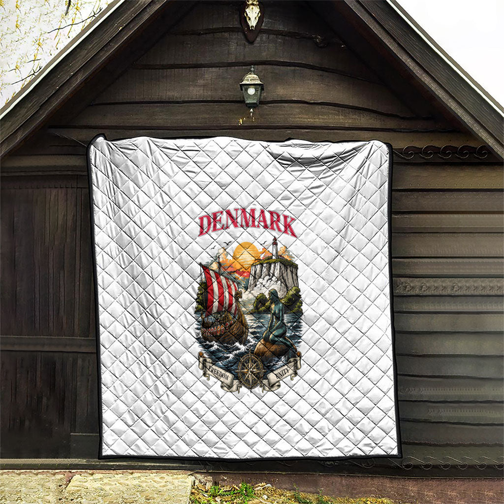 Denmark Kongeriget Heritage Quilt Vintage Viking Ship And Nyhavn Scenic Illustration