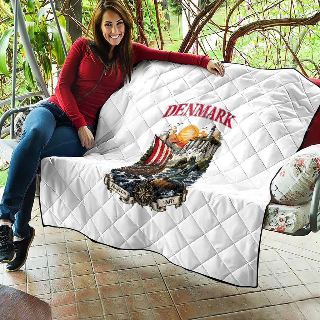 Denmark Kongeriget Heritage Quilt Vintage Viking Ship And Nyhavn Scenic Illustration