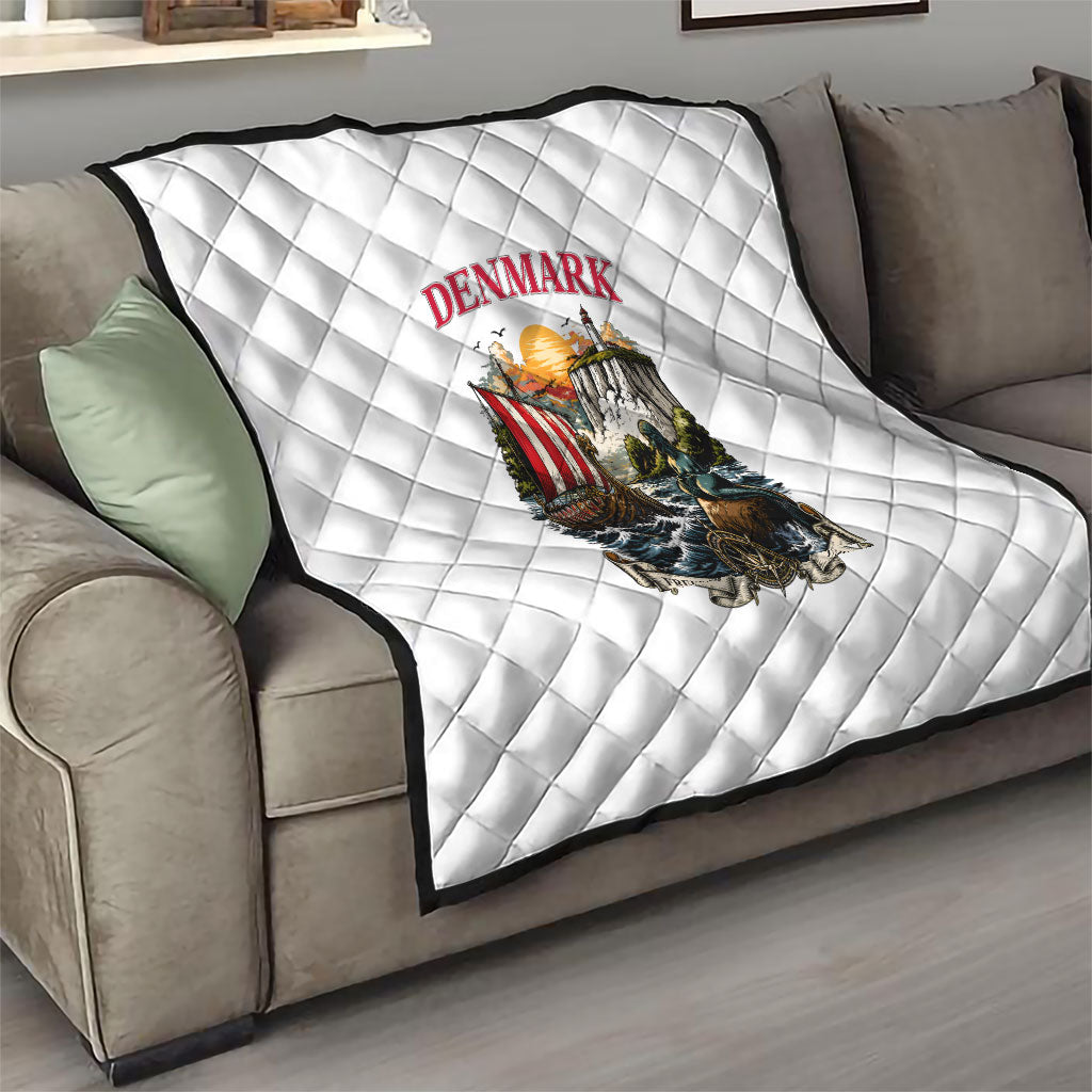 Denmark Kongeriget Heritage Quilt Vintage Viking Ship And Nyhavn Scenic Illustration