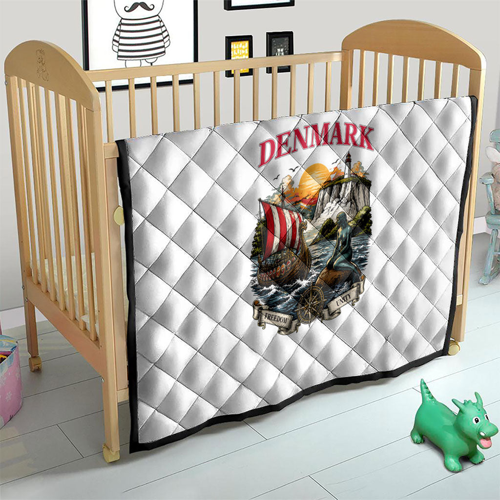 Denmark Kongeriget Heritage Quilt Vintage Viking Ship And Nyhavn Scenic Illustration