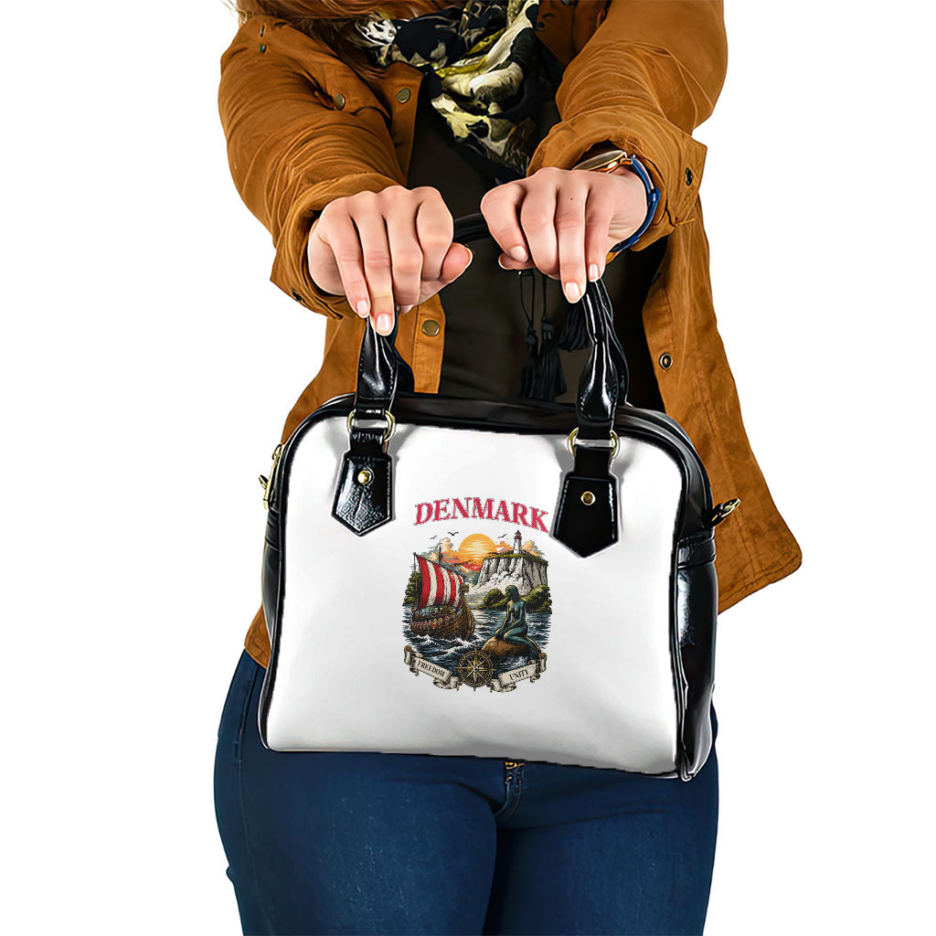 Denmark Kongeriget Heritage Shoulder Handbag Vintage Viking Ship And Nyhavn Scenic Illustration