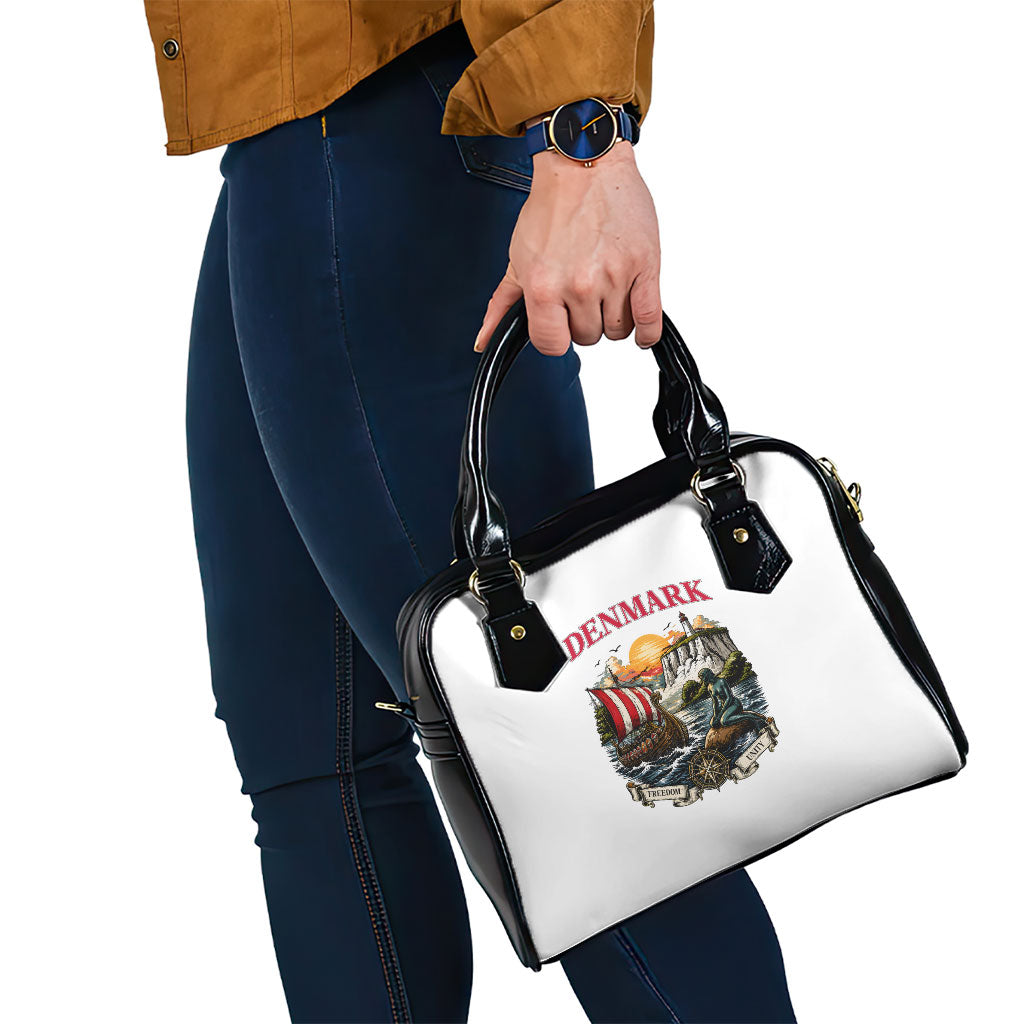 Denmark Kongeriget Heritage Shoulder Handbag Vintage Viking Ship And Nyhavn Scenic Illustration