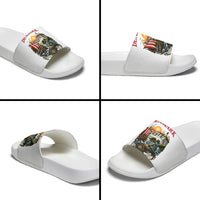 Denmark Kongeriget Heritage Slide Sandals Vintage Viking Ship And Nyhavn Scenic Illustration