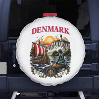 Denmark Kongeriget Heritage Spare Tire Cover Vintage Viking Ship And Nyhavn Scenic Illustration