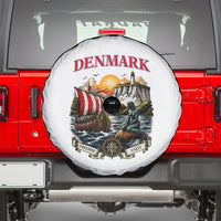Denmark Kongeriget Heritage Spare Tire Cover Vintage Viking Ship And Nyhavn Scenic Illustration