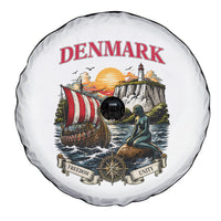 Denmark Kongeriget Heritage Spare Tire Cover Vintage Viking Ship And Nyhavn Scenic Illustration