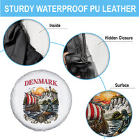 Denmark Kongeriget Heritage Spare Tire Cover Vintage Viking Ship And Nyhavn Scenic Illustration