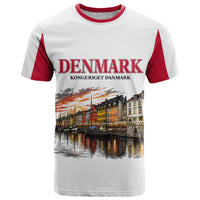 Denmark Kongeriget Heritage T Shirt Vintage Viking Ship And Nyhavn Scenic Illustration