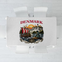 Denmark Kongeriget Heritage Tablecloth Vintage Viking Ship And Nyhavn Scenic Illustration