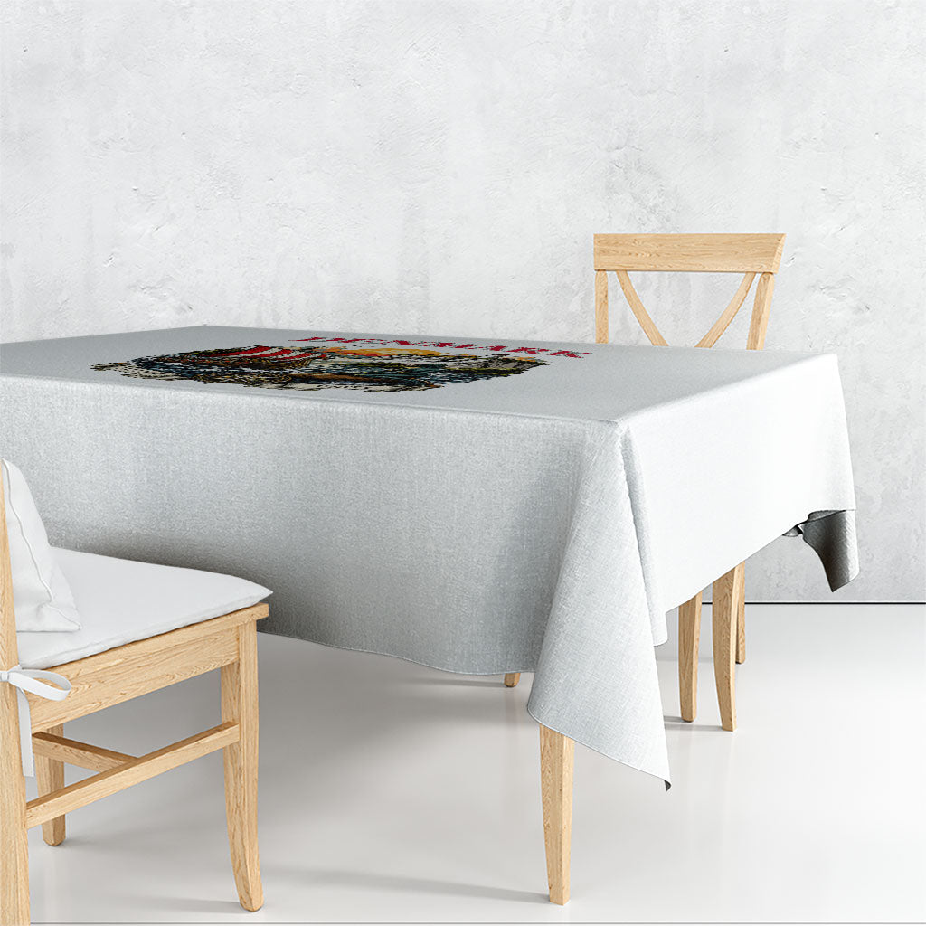 Denmark Kongeriget Heritage Tablecloth Vintage Viking Ship And Nyhavn Scenic Illustration