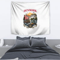 Denmark Kongeriget Heritage Tapestry Vintage Viking Ship And Nyhavn Scenic Illustration