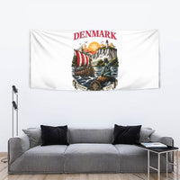 Denmark Kongeriget Heritage Tapestry Vintage Viking Ship And Nyhavn Scenic Illustration