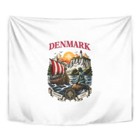 Denmark Kongeriget Heritage Tapestry Vintage Viking Ship And Nyhavn Scenic Illustration