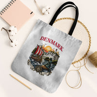 Denmark Kongeriget Heritage Tote Bag Vintage Viking Ship And Nyhavn Scenic Illustration