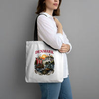 Denmark Kongeriget Heritage Tote Bag Vintage Viking Ship And Nyhavn Scenic Illustration