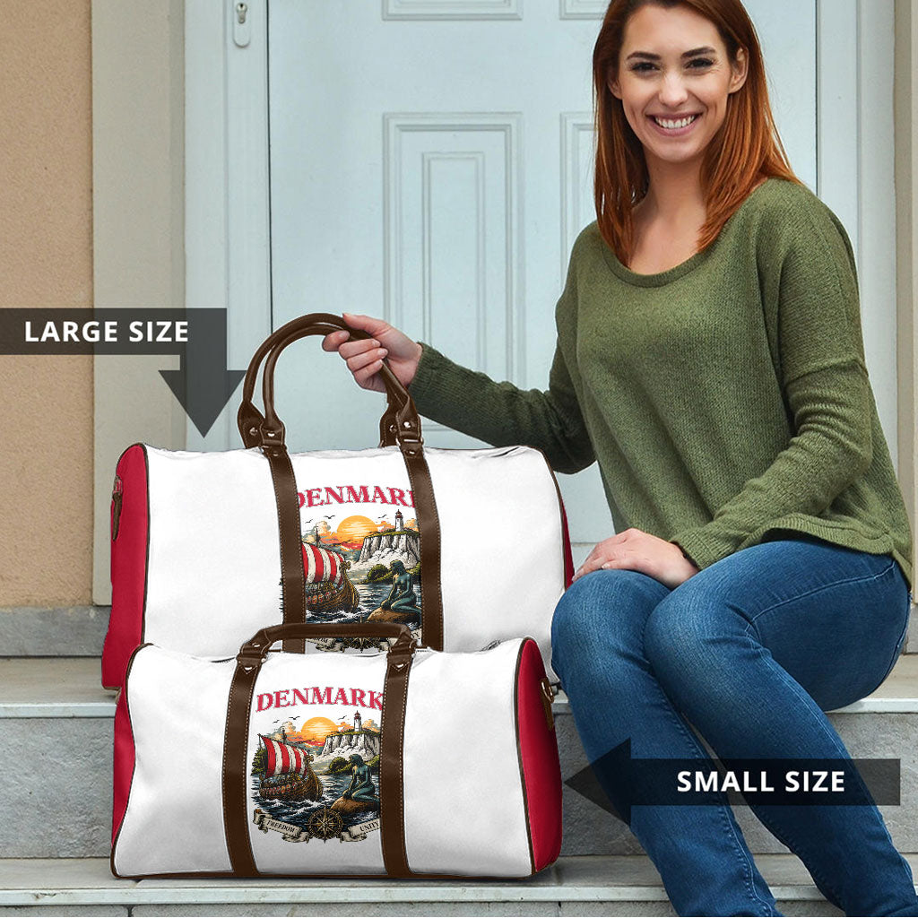 Denmark Kongeriget Heritage Travel Bag Vintage Viking Ship And Nyhavn Scenic Illustration