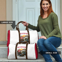 Denmark Kongeriget Heritage Travel Bag Vintage Viking Ship And Nyhavn Scenic Illustration