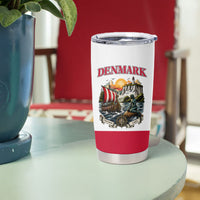 Denmark Kongeriget Heritage Tumbler Cup Vintage Viking Ship And Nyhavn Scenic Illustration