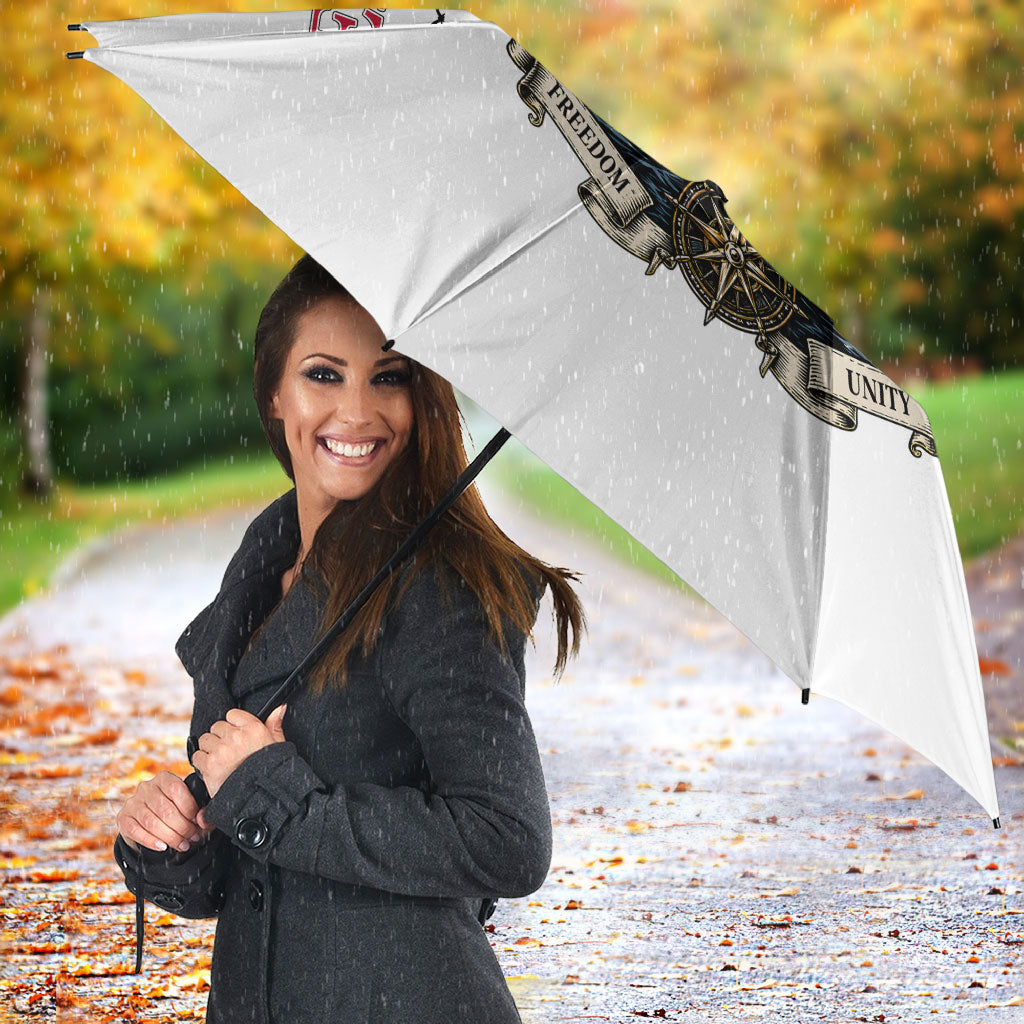 Denmark Kongeriget Heritage Umbrella Vintage Viking Ship And Nyhavn Scenic Illustration