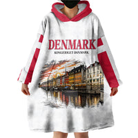 Denmark Kongeriget Heritage Wearable Blanket Hoodie Vintage Viking Ship And Nyhavn Scenic Illustration