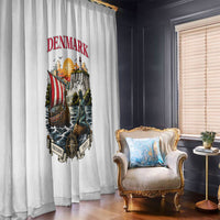 Denmark Kongeriget Heritage Window Curtain Vintage Viking Ship And Nyhavn Scenic Illustration