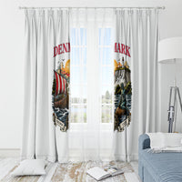 Denmark Kongeriget Heritage Window Curtain Vintage Viking Ship And Nyhavn Scenic Illustration